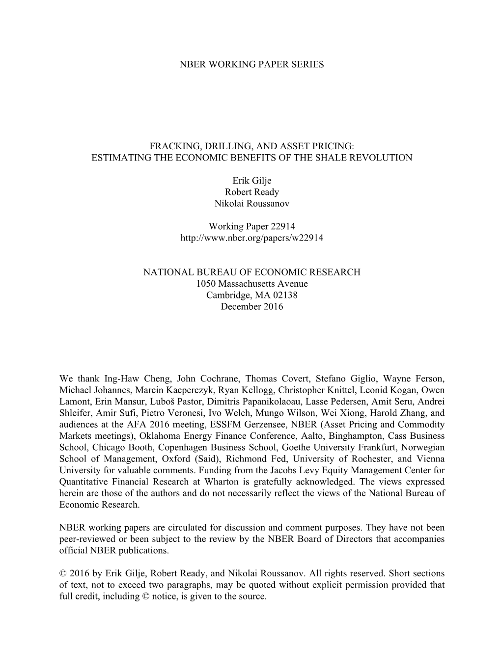 Fracking, Drilling, and Asset Pricing: Estimating the Economic Benefits of the Shale Revolution