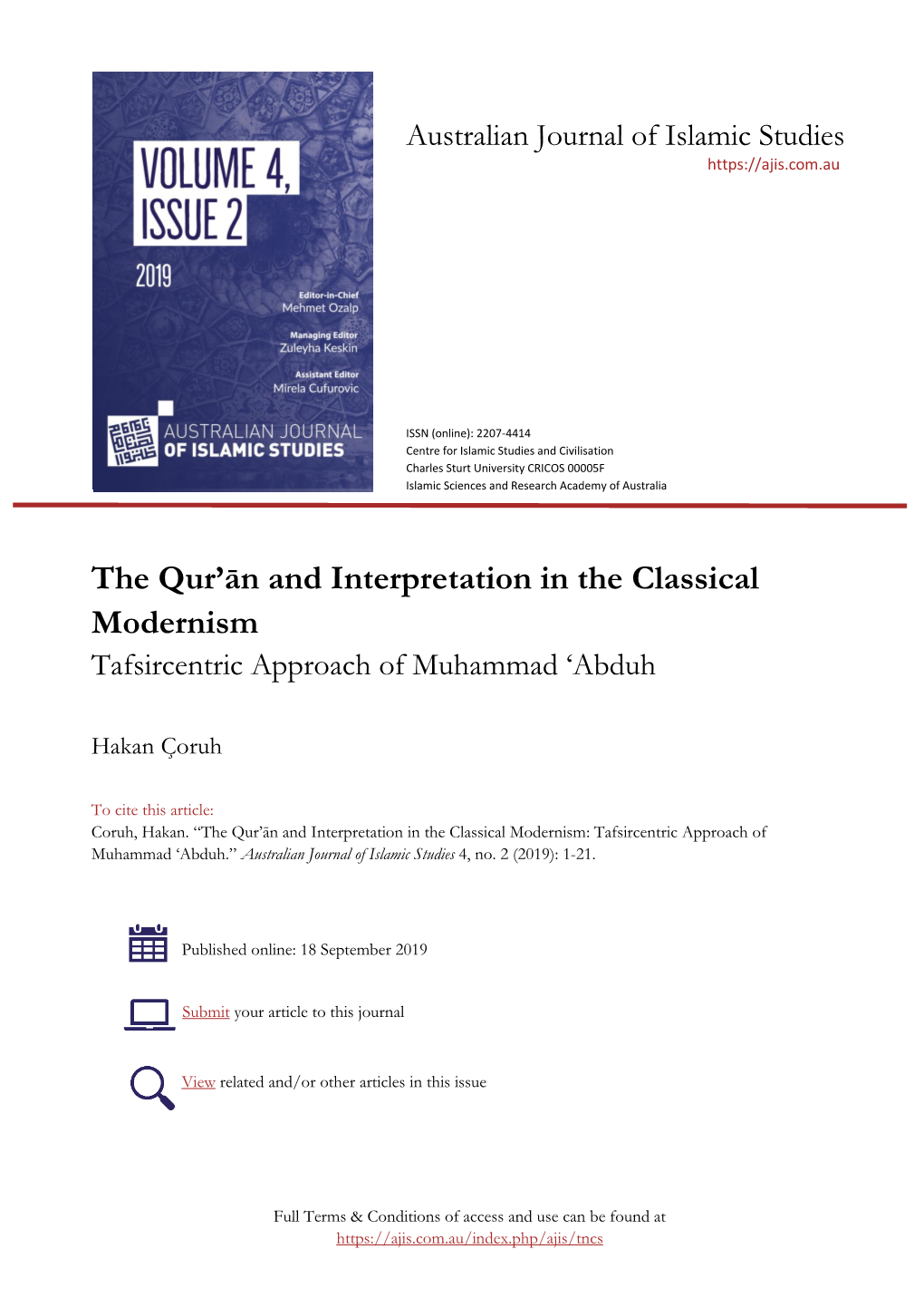 The Qur'ān and Interpretation in the Classical Modernism