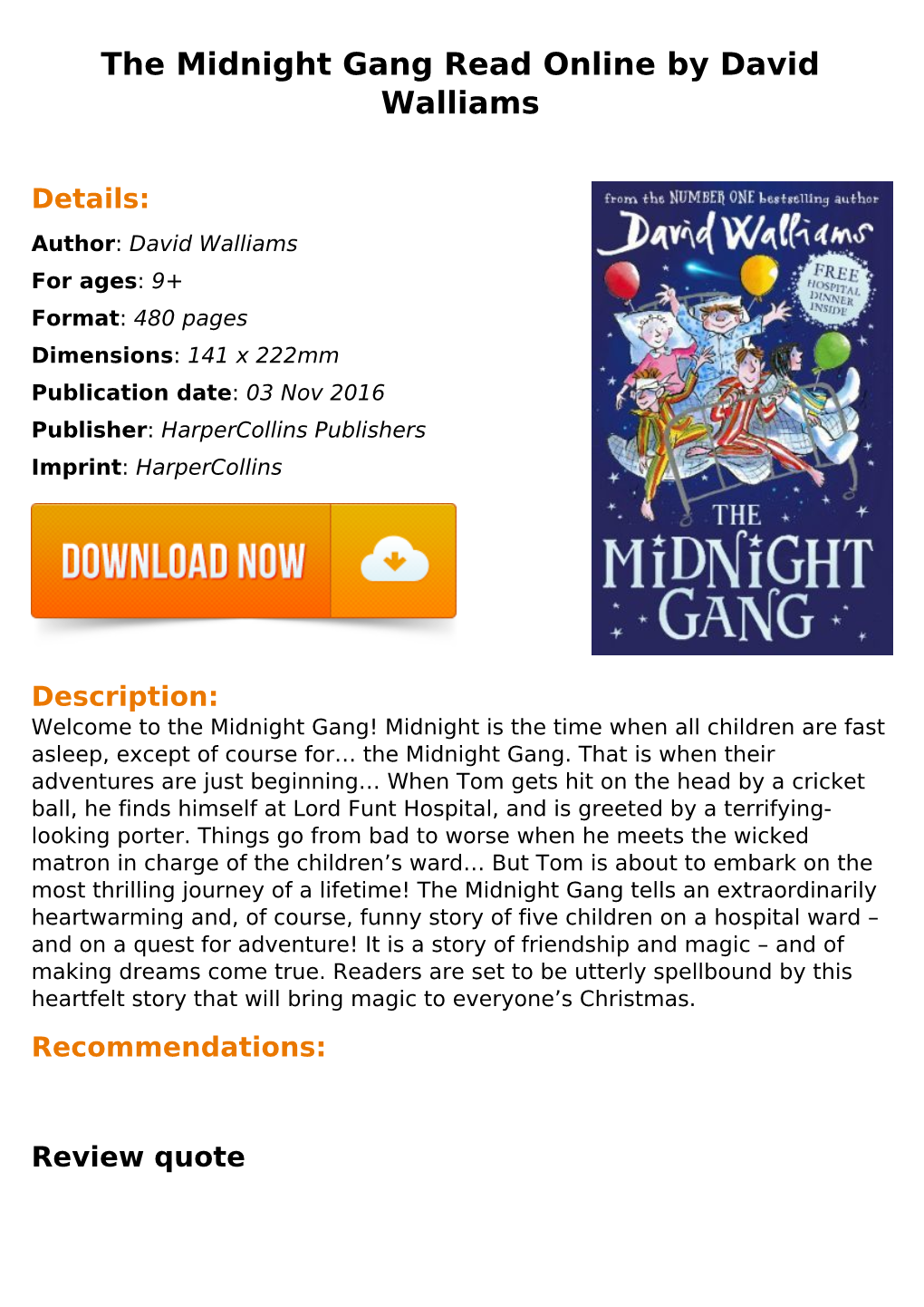 The Midnight Gang Read Online by David Walliams