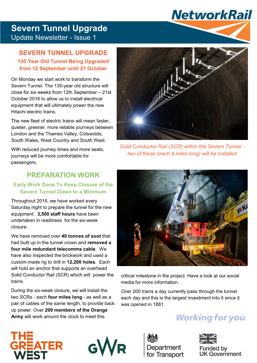 Severn Tunnel Upgrade Update Newsletter - Issue 1