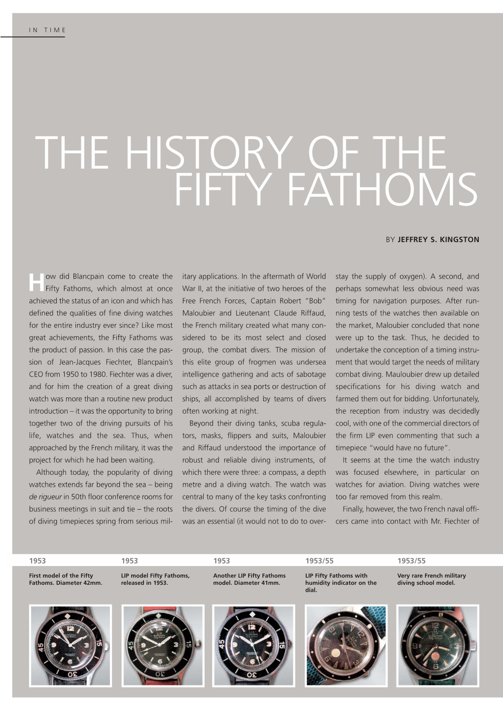 The History of the Fifty Fathoms