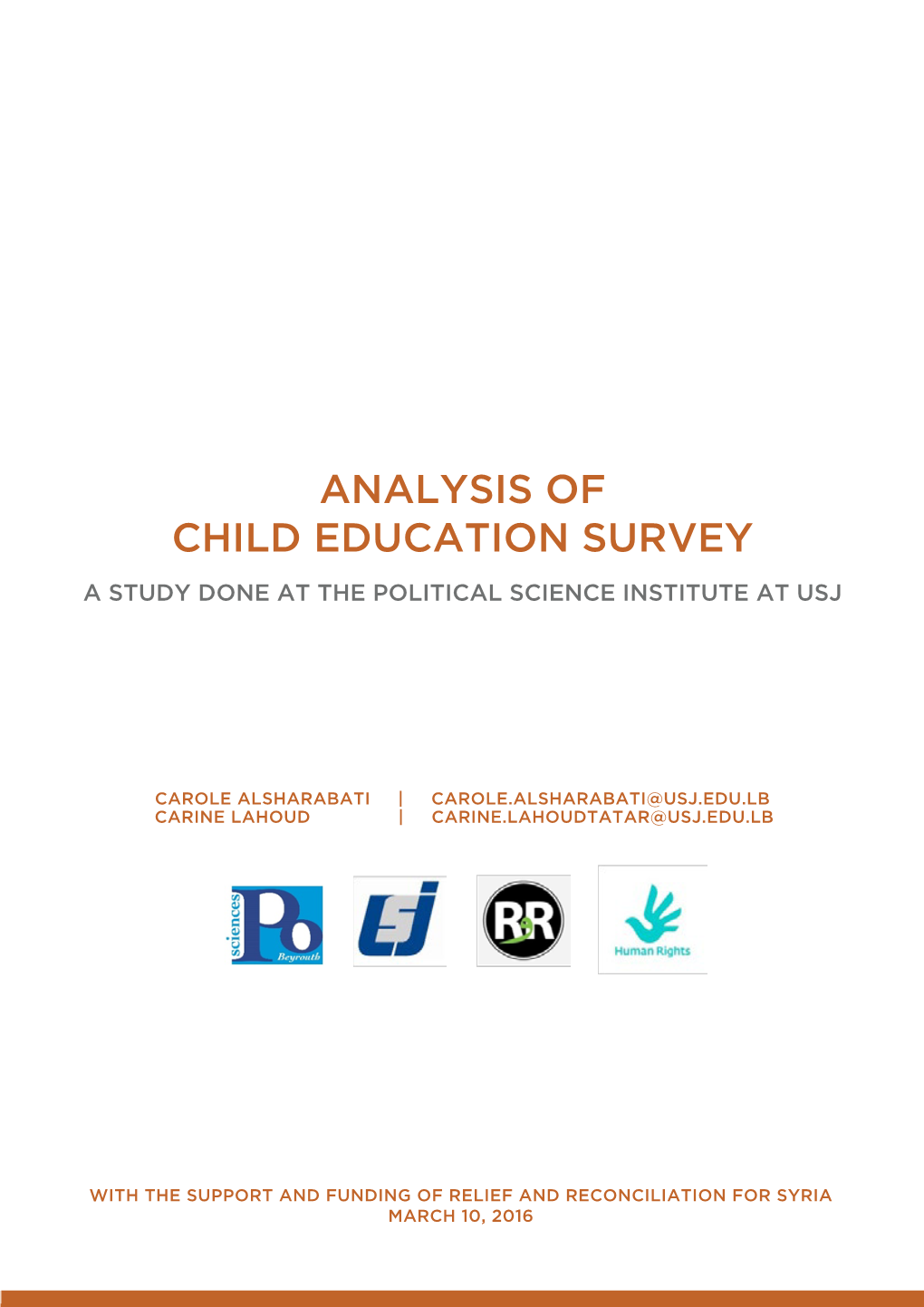 Analysis of Child Education Survey 1