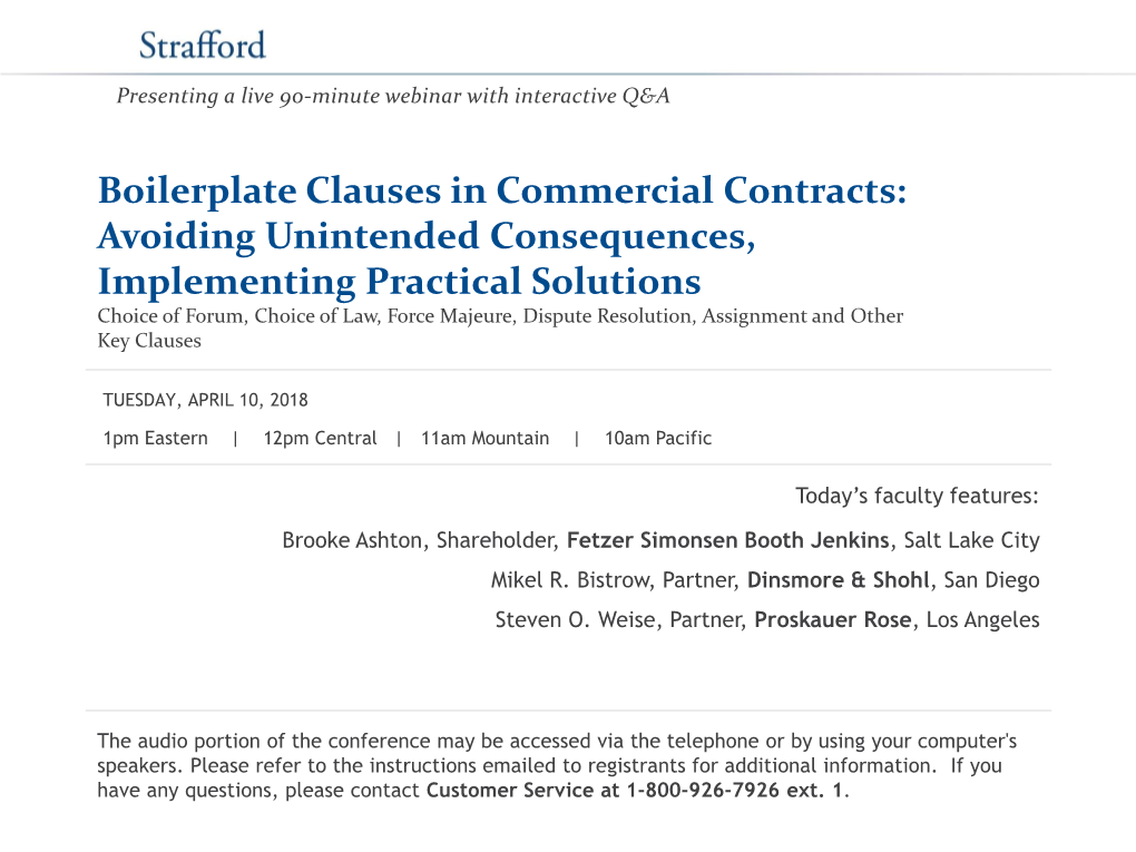 Boilerplate Clauses in Commercial Contracts