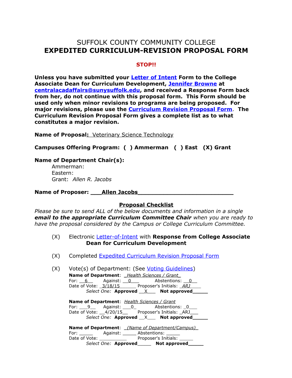 Expedited Curriculum-Revision Proposal Form