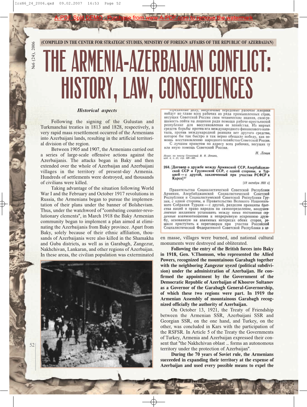 The Armenia Azerbaijan Conflict: History, Law