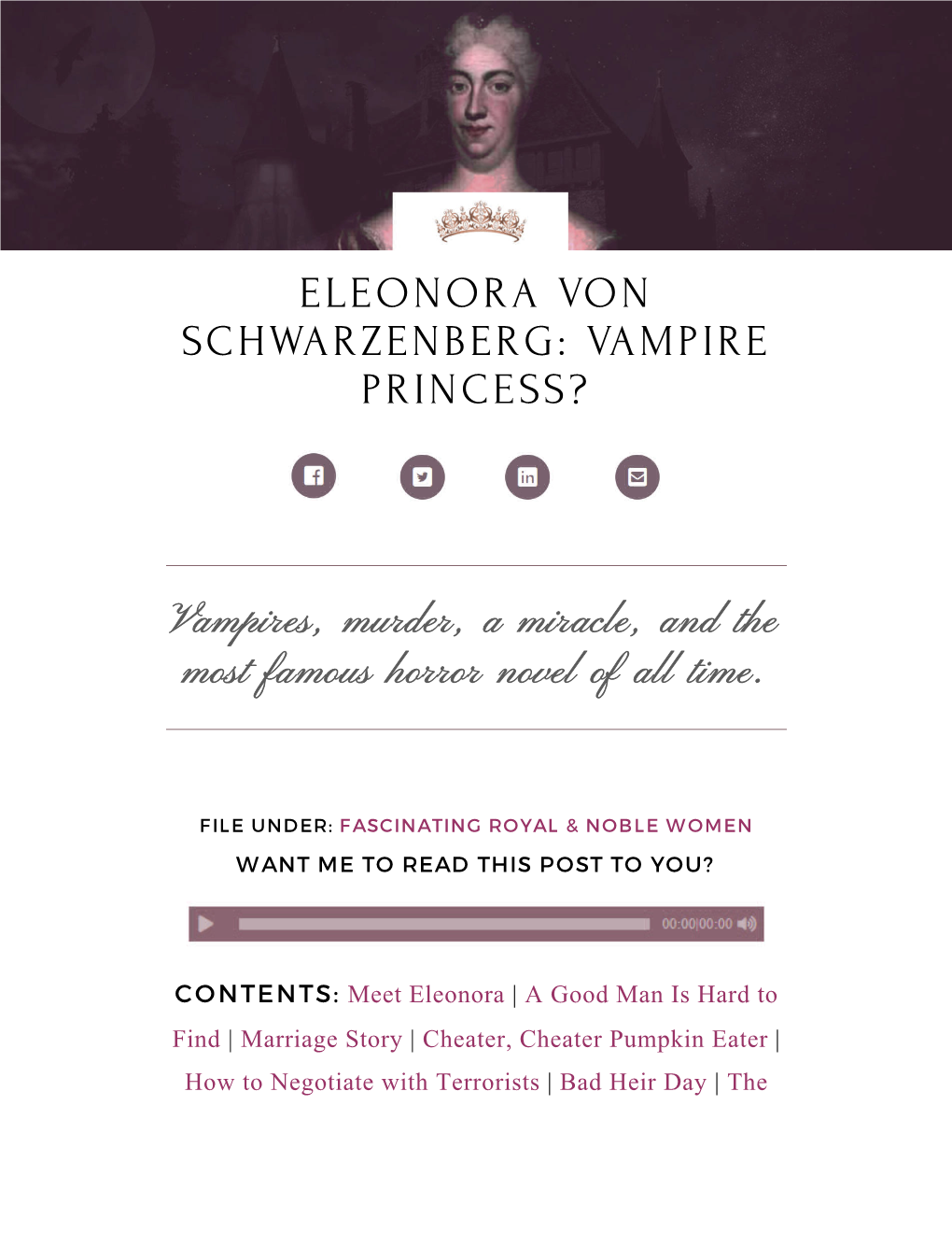 Eleonora Von Schwarzenberg: Vampire Princess?