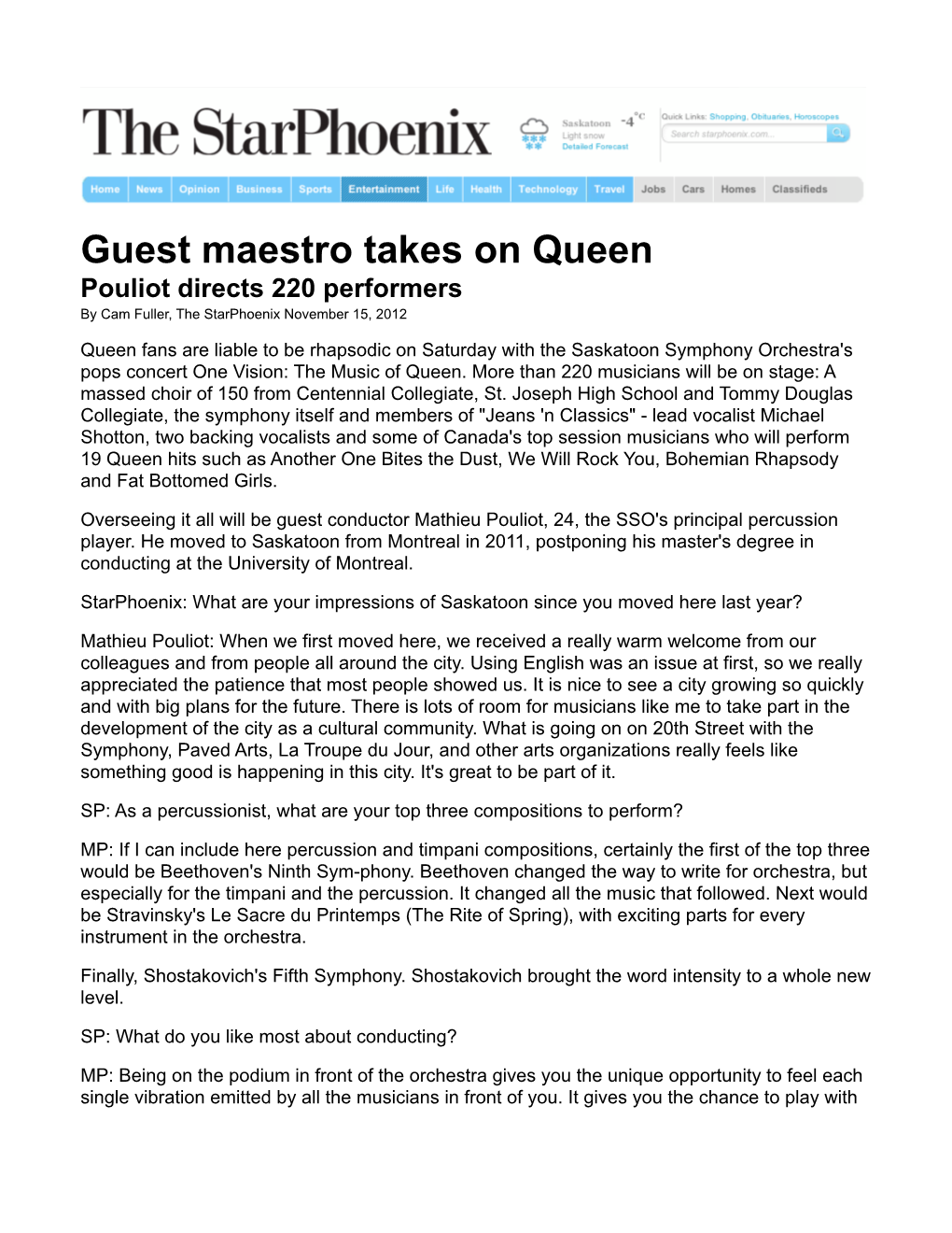 Guest Maestro Takes on Queen