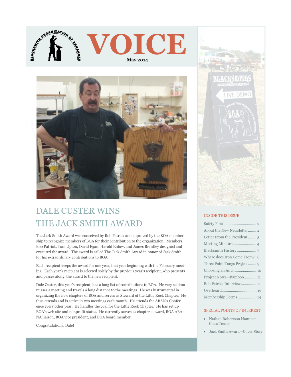 Dale Custer Wins the Jack Smith Award