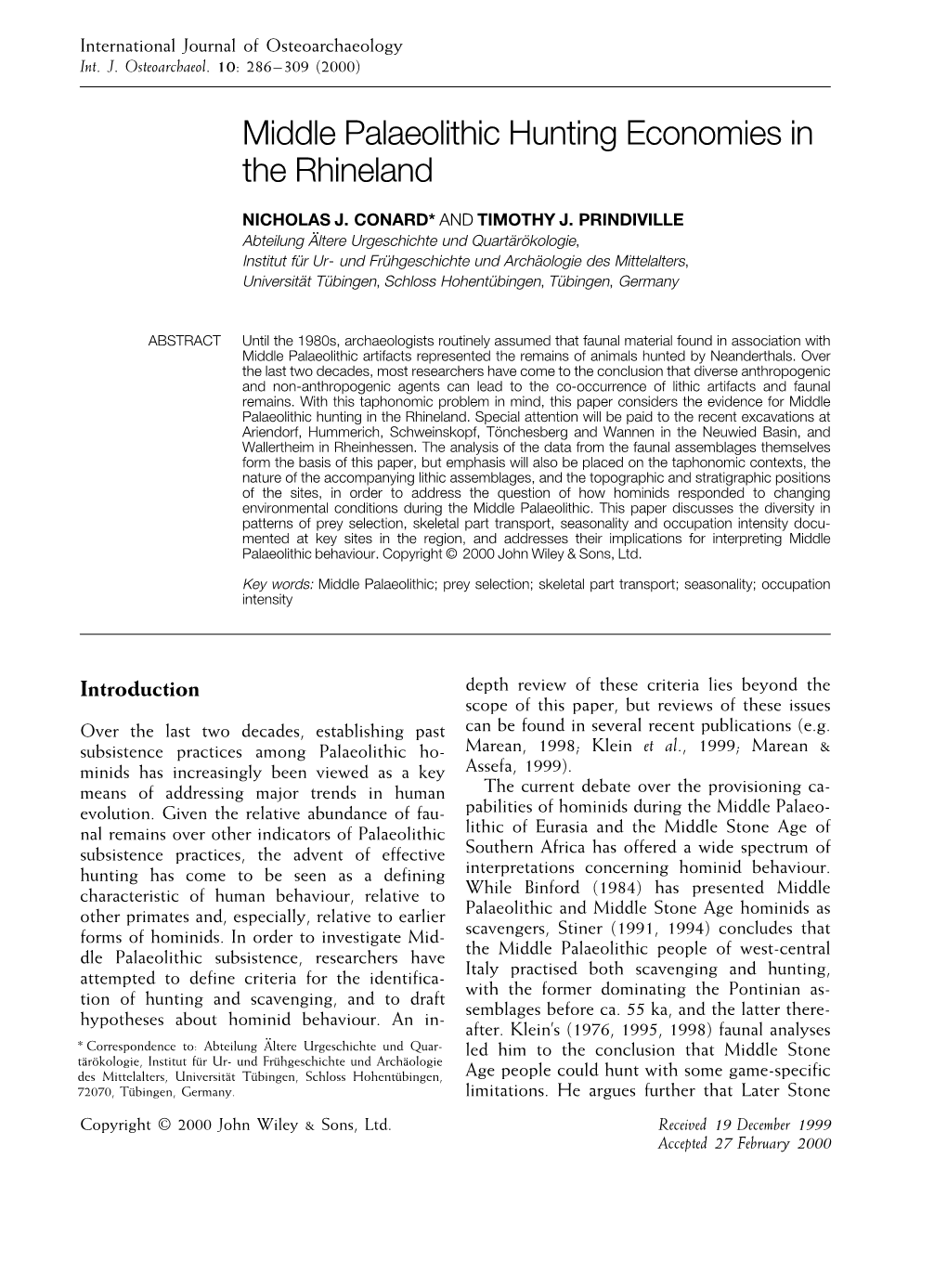 Middle Palaeolithic Hunting Economies in the Rhineland