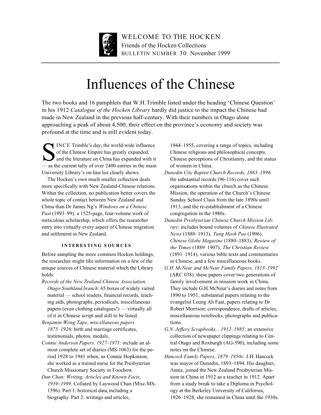 Influences of the Chinese