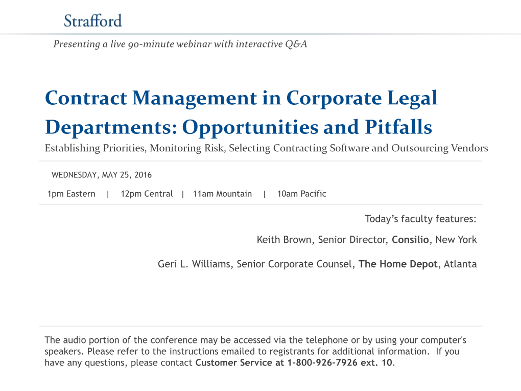 Contract Management in Corporate Legal Departments