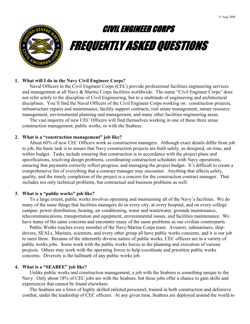 CEC Frequently Asked Questions