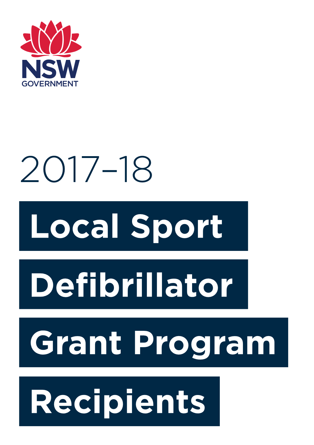 2017/18 Local Sport Defibrillator Grant Program Recipients