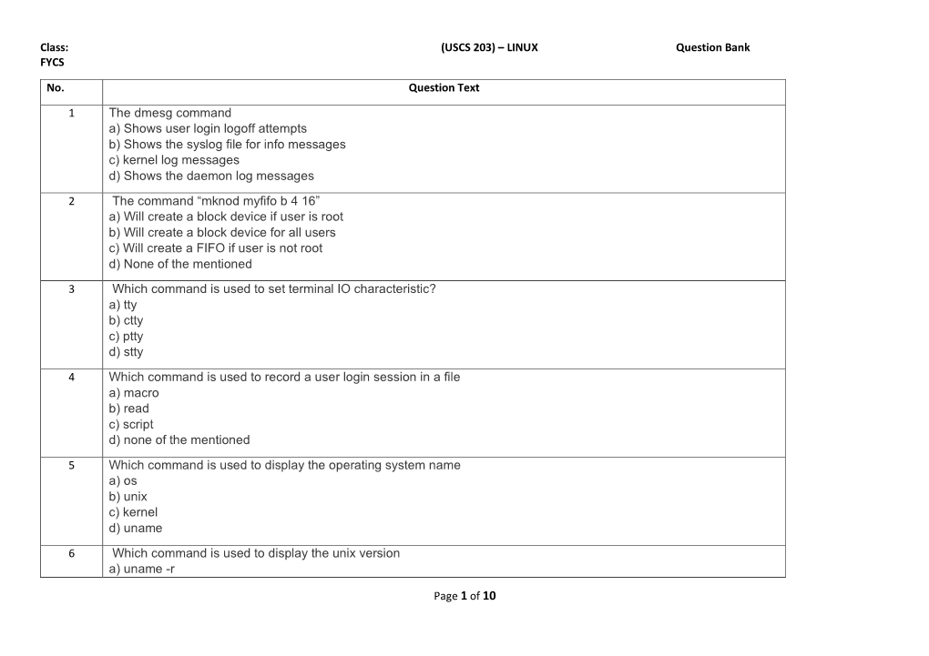 The Dmesg Command A) Shows User Login Logoff Attempts B) Shows the Syslog File for Info Messages C) Kernel Log Messages D) Shows the Daemon Log Messages