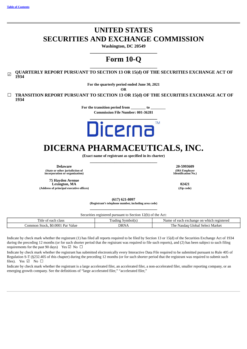 Dicerna Pharmaceuticals, Inc