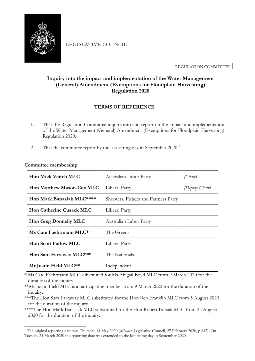 (General) Amendment (Exemptions for Floodplain Harvesting) Regulation 2020