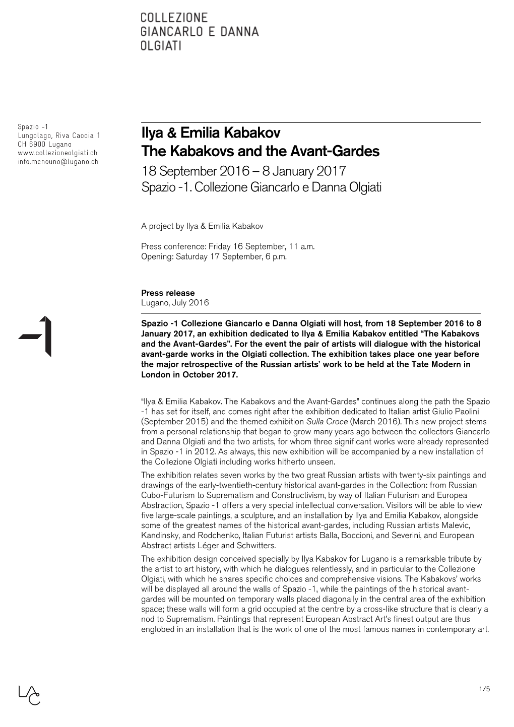 Ilya & Emilia Kabakov the Kabakovs and the Avant-Gardes