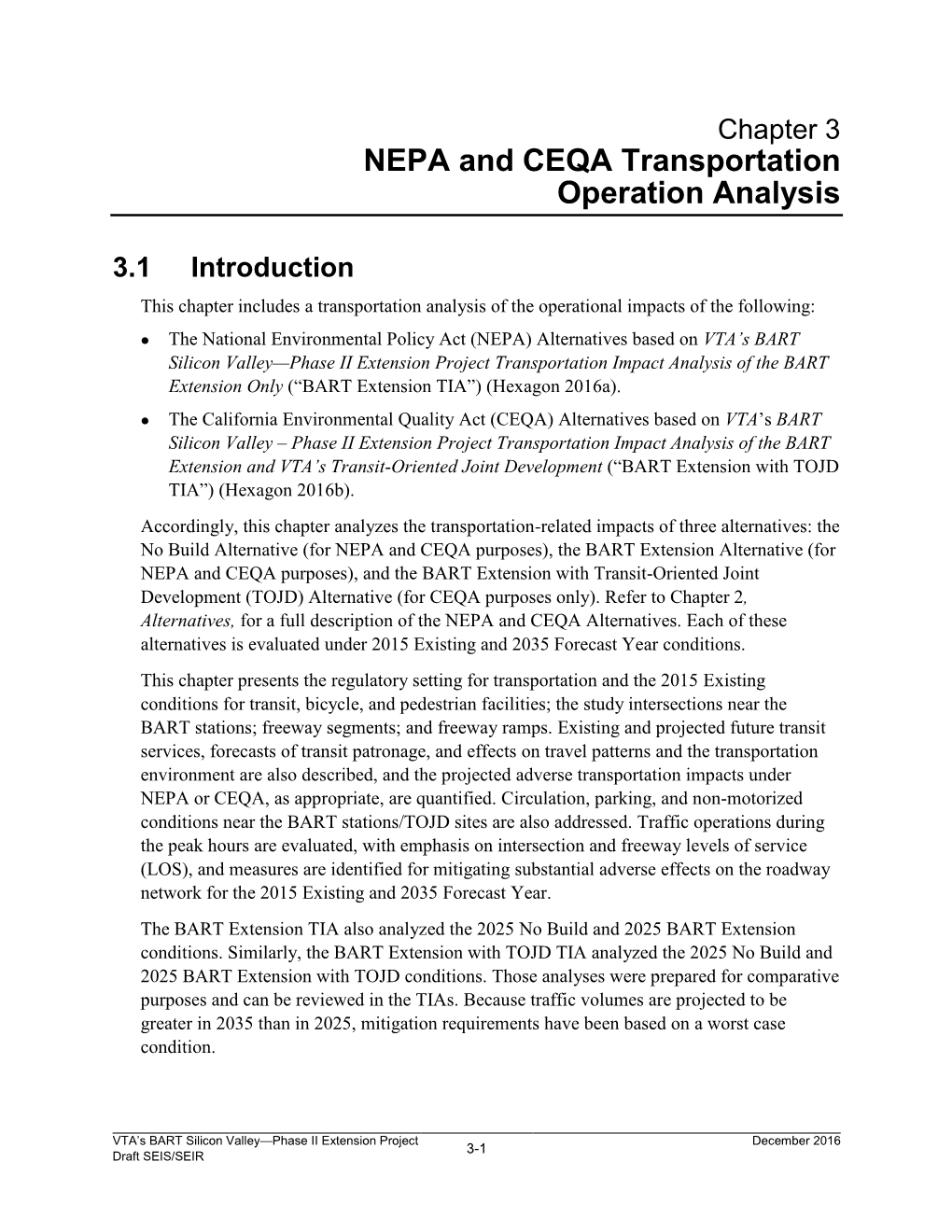 VTA's BART Silicon Valley—Phase II Extension Project Draft SEIS/SEIR