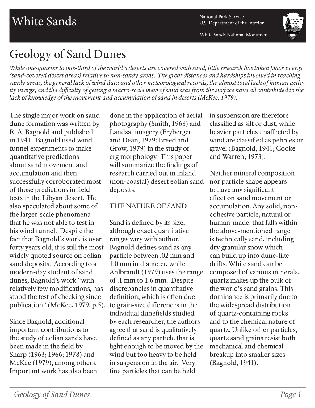 Geology of Sand Dunes