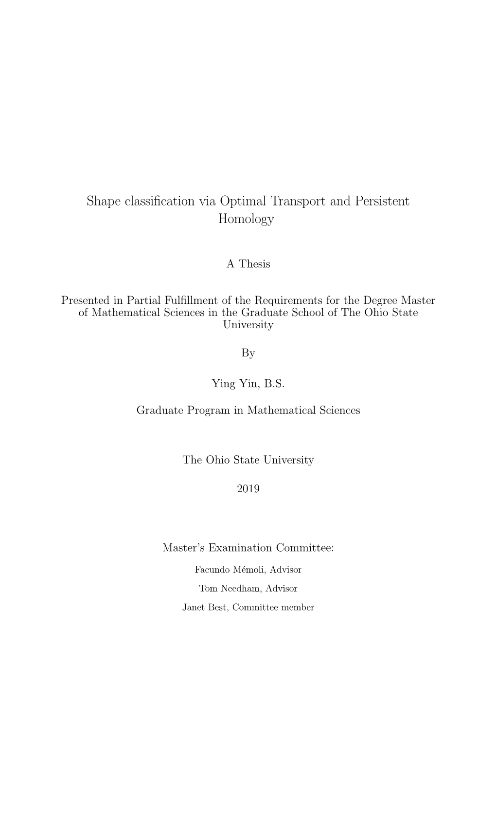 Shape Classification Via Optimal Transport and Persistent Homology