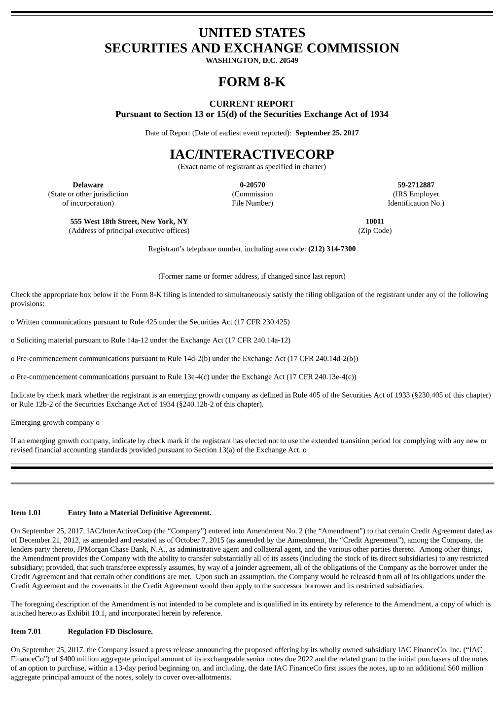 United States Securities and Exchange Commission Form