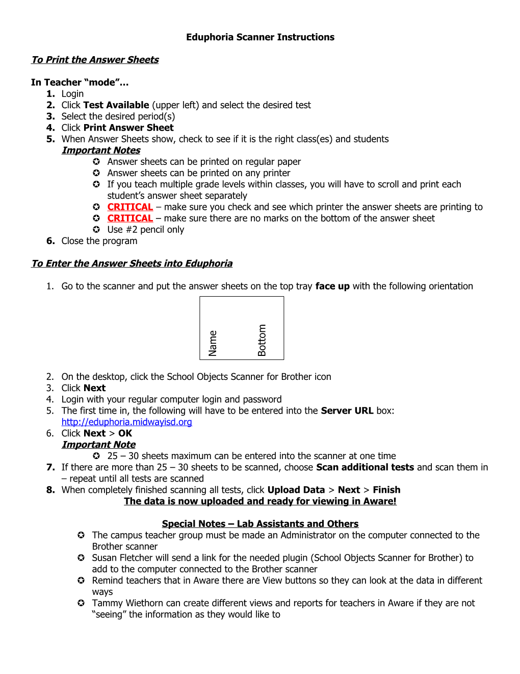 Eduphoria Scanner Instructions