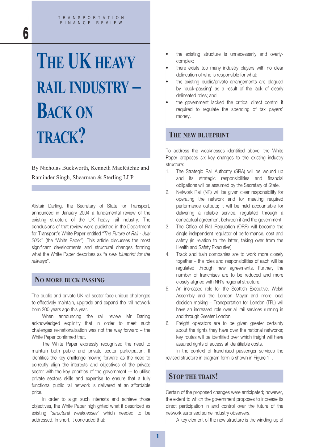 UK Heavy Rail Industry