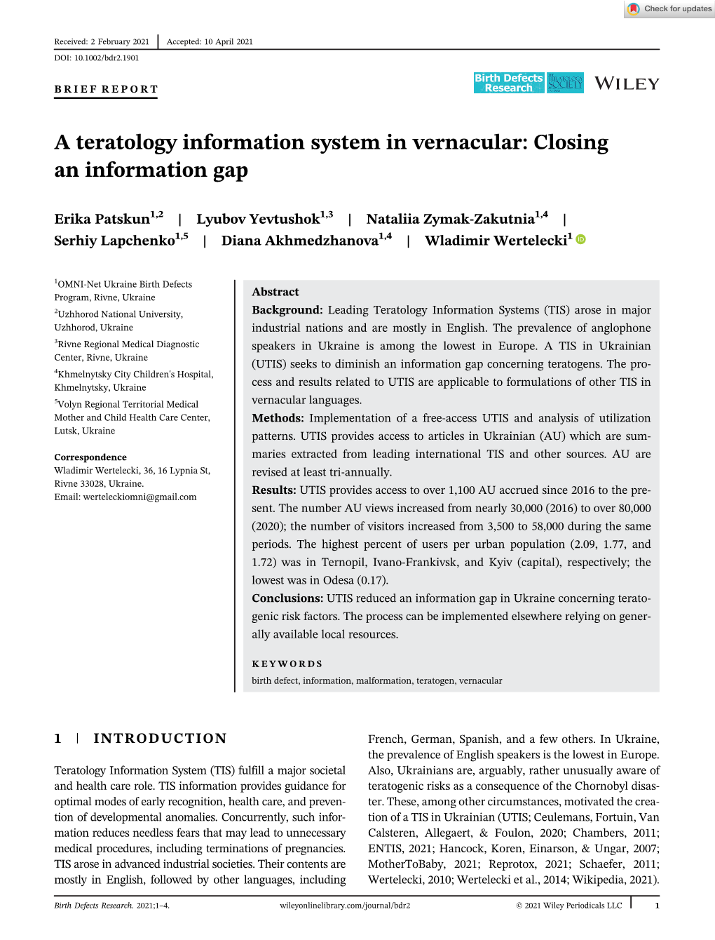 A Teratology Information System in Vernacular: Closing an Information Gap