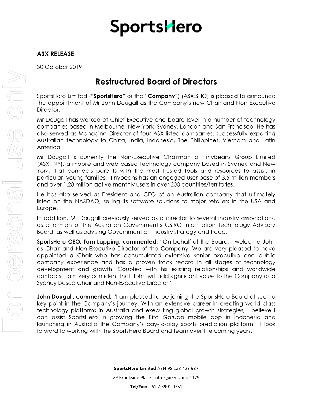 Restructured Board of Directors