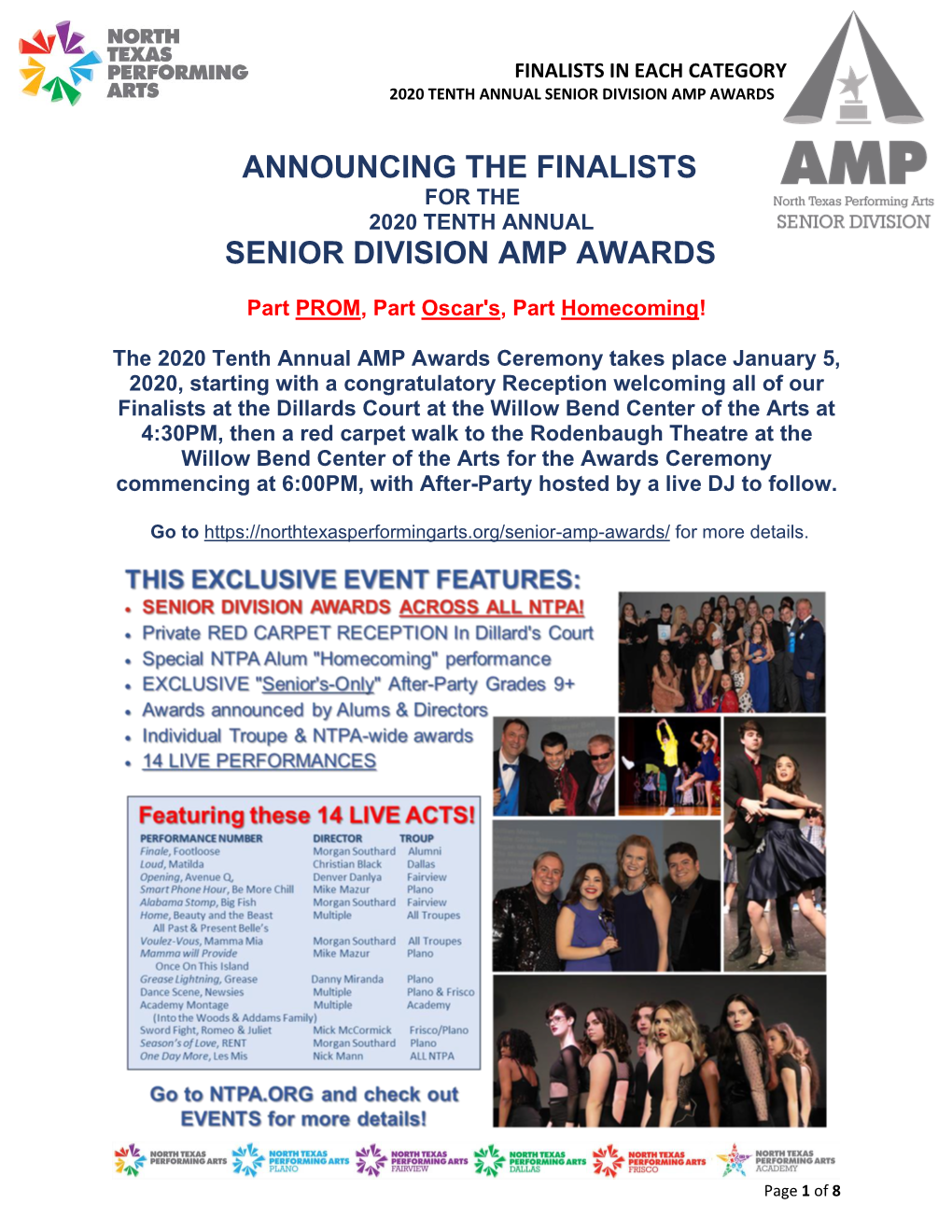 Announcing the Finalists Senior Division Amp Awards