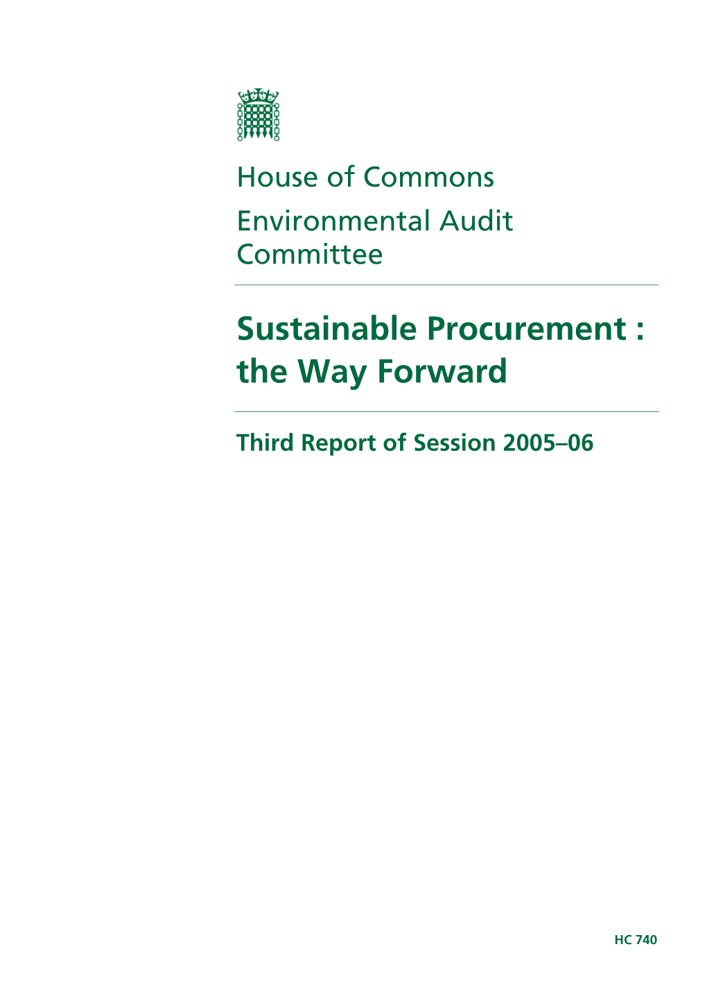 Sustainable Procurement : the Way Forward