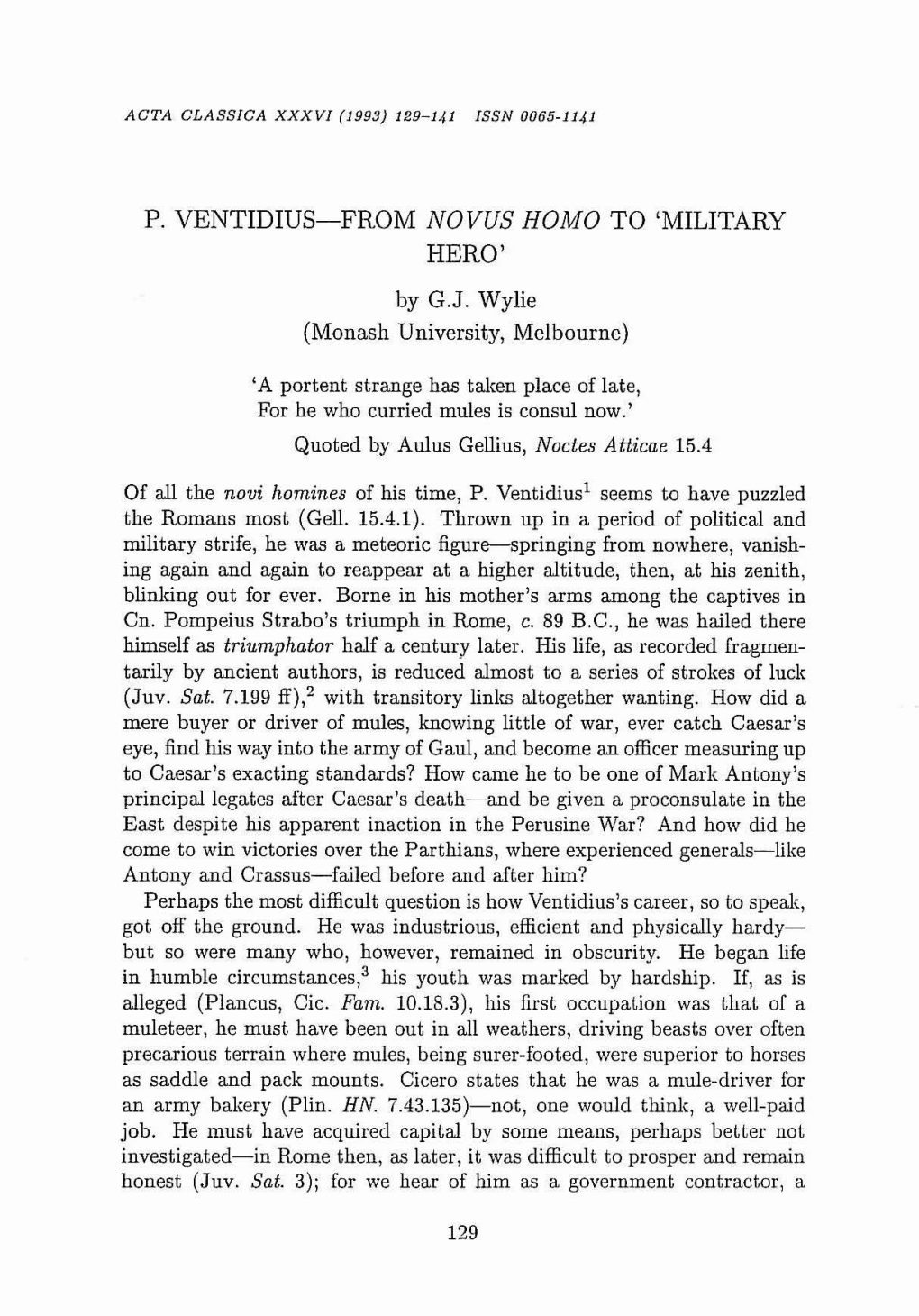 P. Ventidius-From Novus Homo to 'Military Hero'