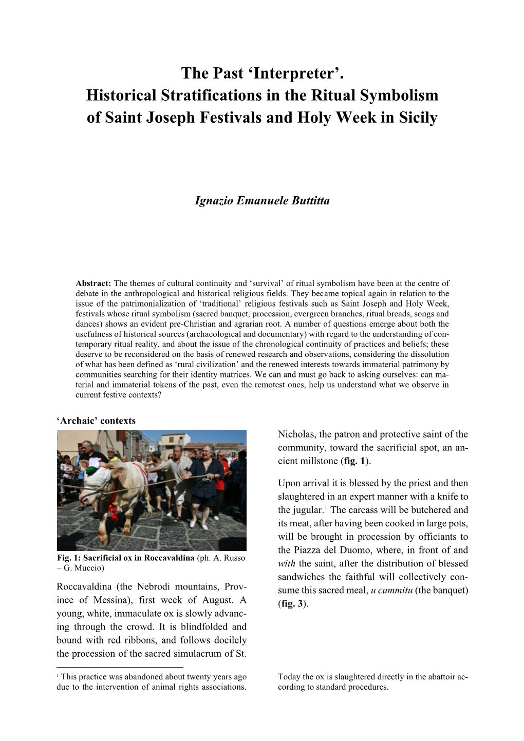 Historical Stratifications in the Ritual Symbolism of Saint Joseph Festivals and Holy Week in Sicily