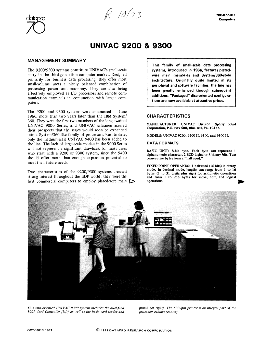 Univac 9200 & 9300