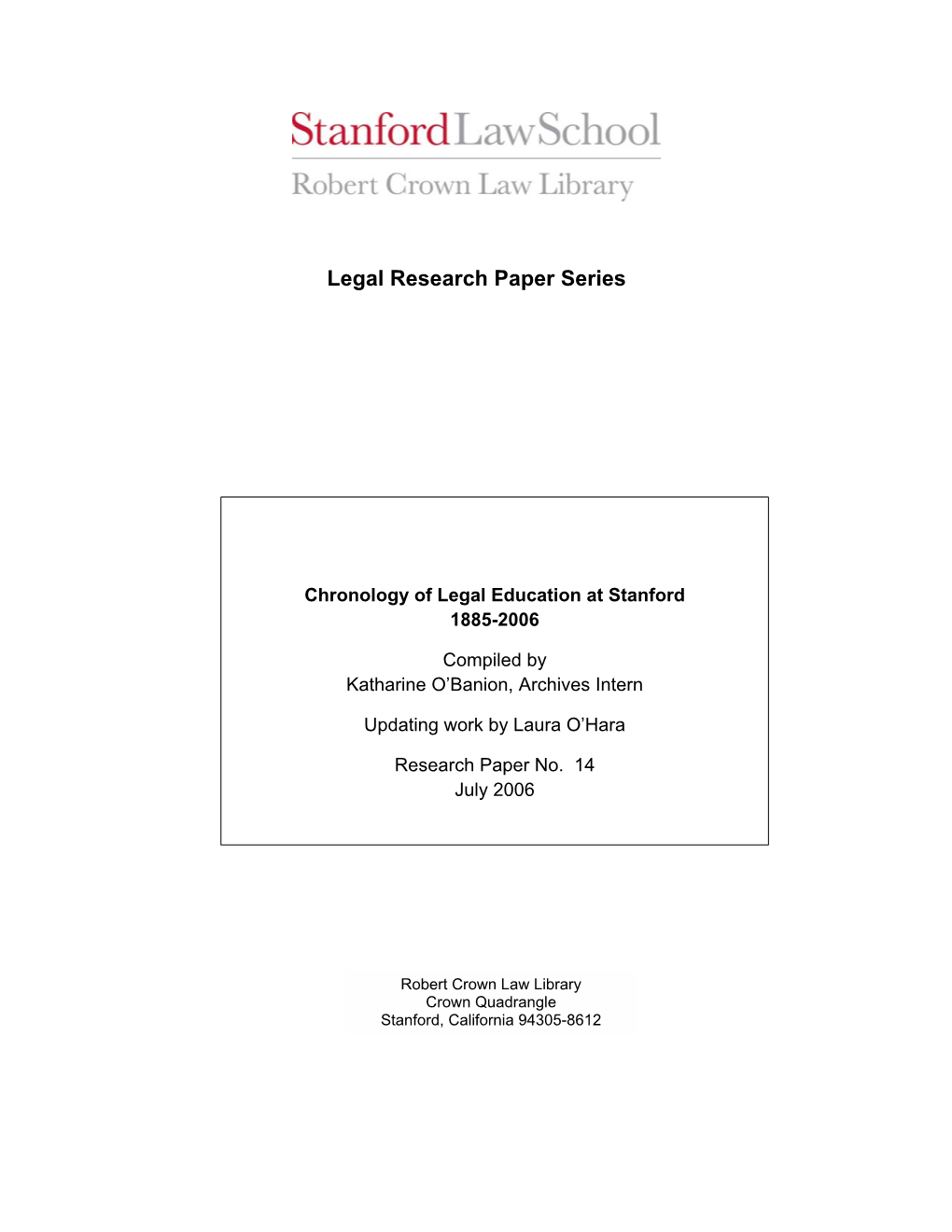 Legal Research Paper Series