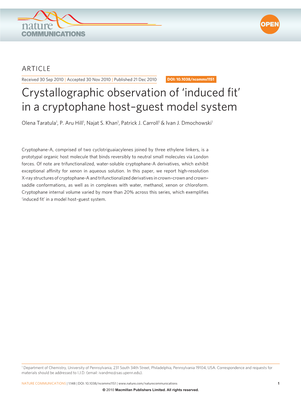 Crystallographic Observation of 'Induced Fit' in a Cryptophane Host&Ndash;Guest Model System
