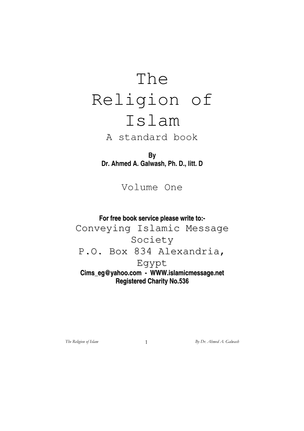 The Religion of Islam a Standard Book