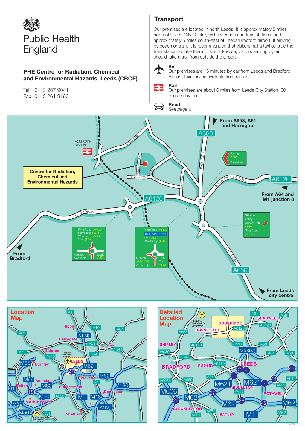 Map & Directions to PHE at Leeds