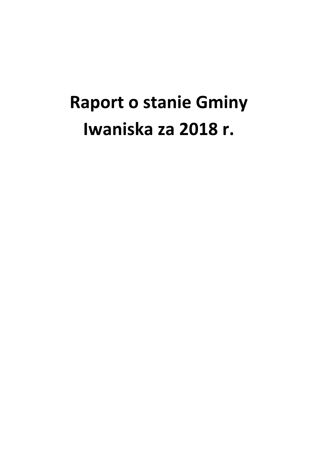 Raport O Stanie Gminy Iwaniska Za 2018 R