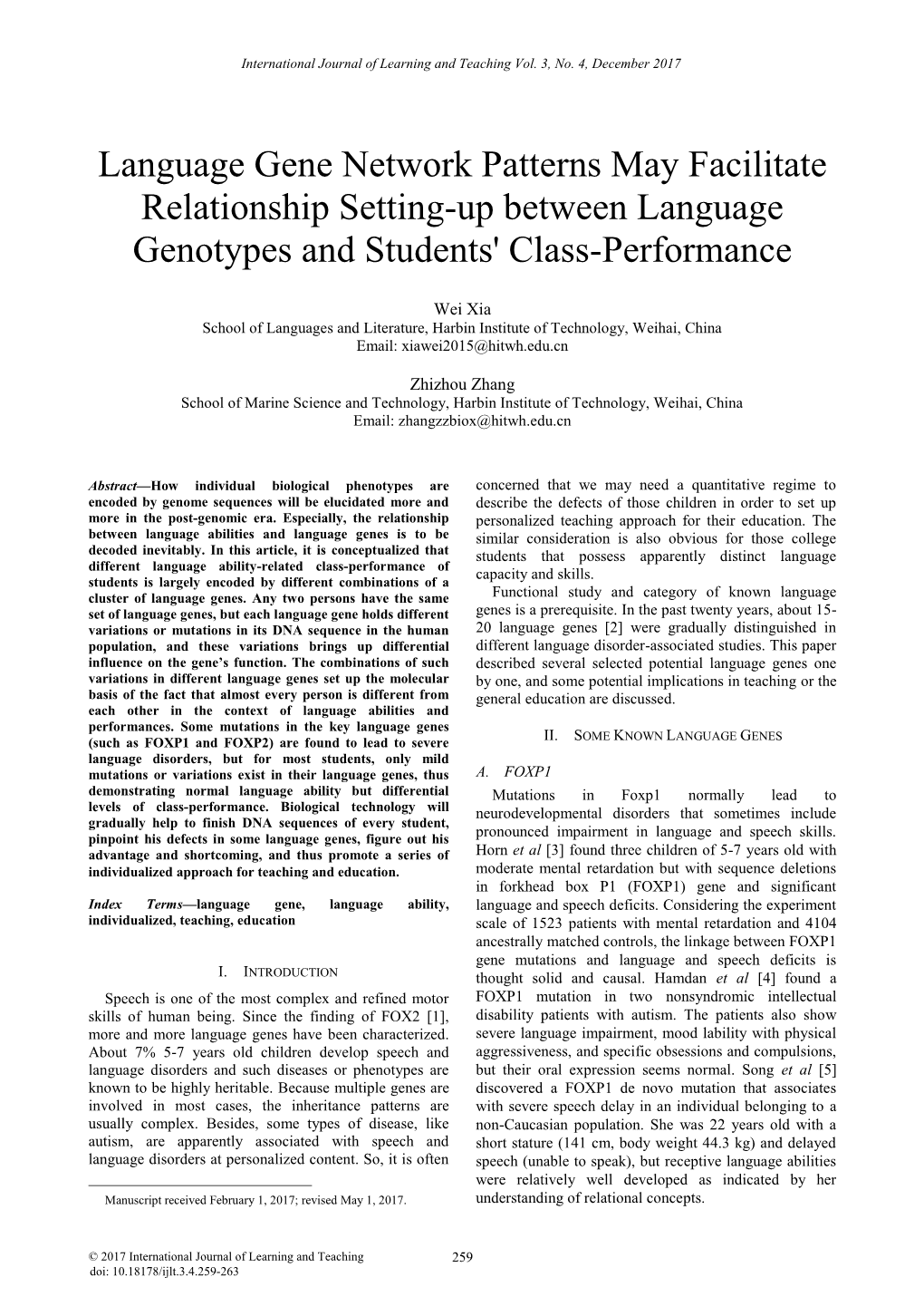 Language Gene Network Patterns May Facilitate Relationship Setting-Up Between Language Genotypes and Students' Class-Performance