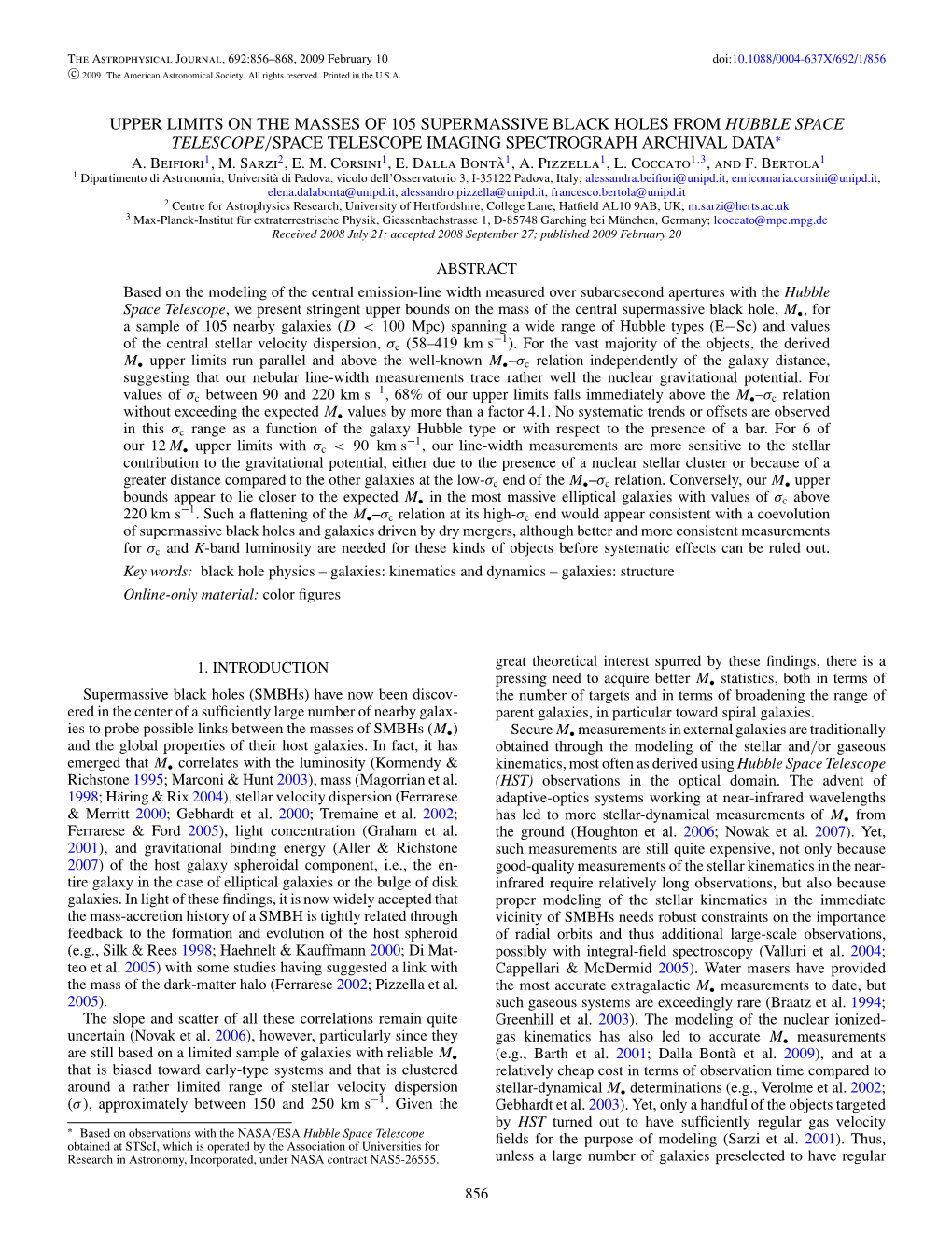 Upper Limits on the Masses of 105 Supermassive Black Holes from Hubble Space Telescope/Space Telescope Imaging Spectrograph Archival Data∗ A