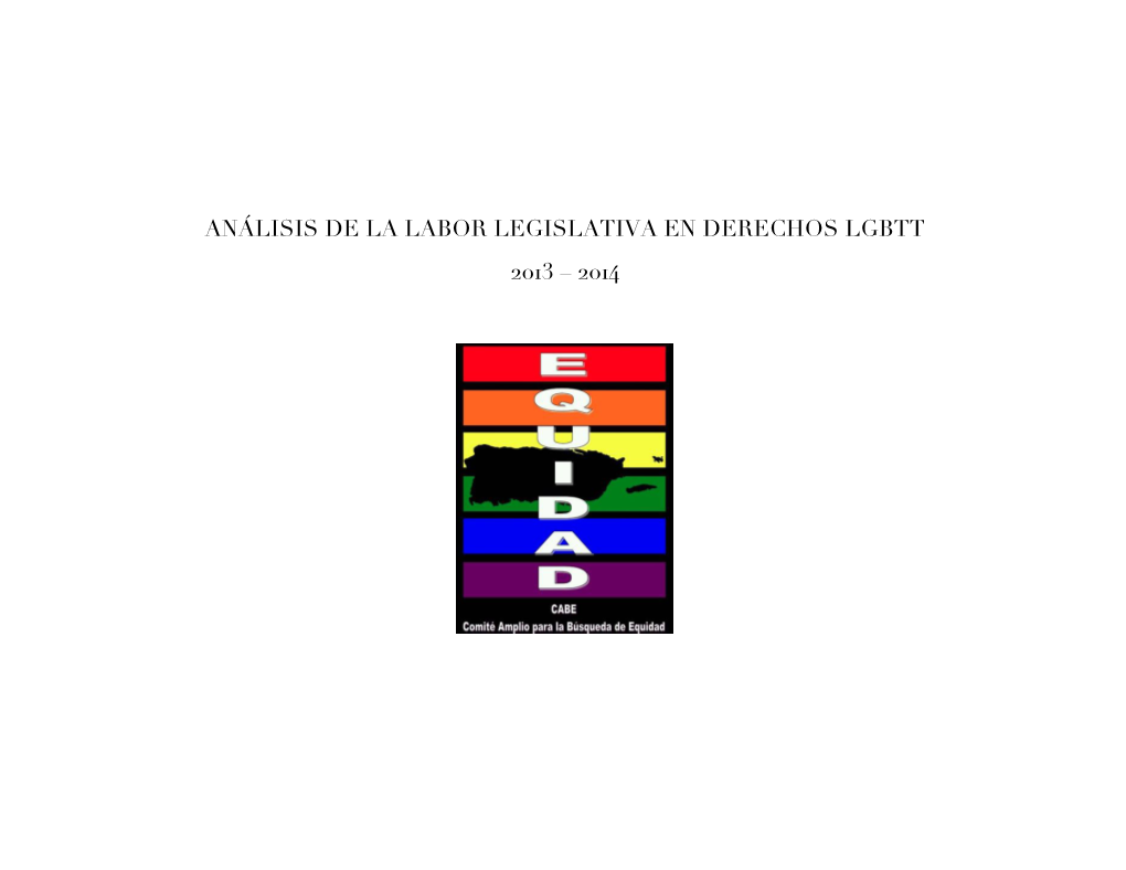 Análisis De La Labor Legislativa En Derechos Lgbtt 2013 – 2014