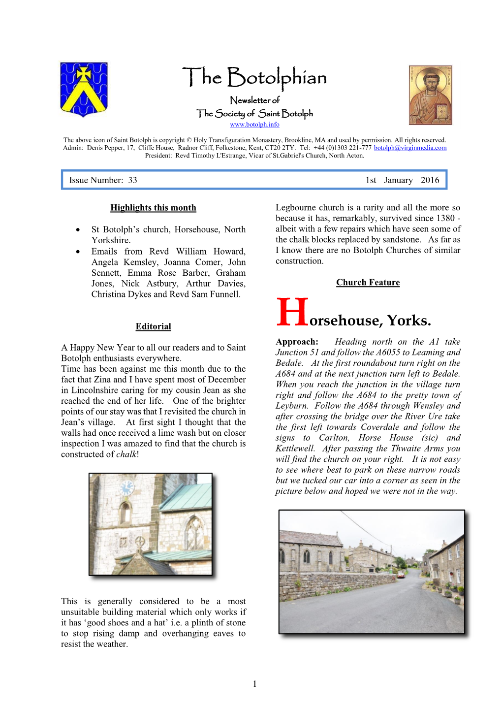 The Botolphian Newsletter of the Society of Saint Botolph