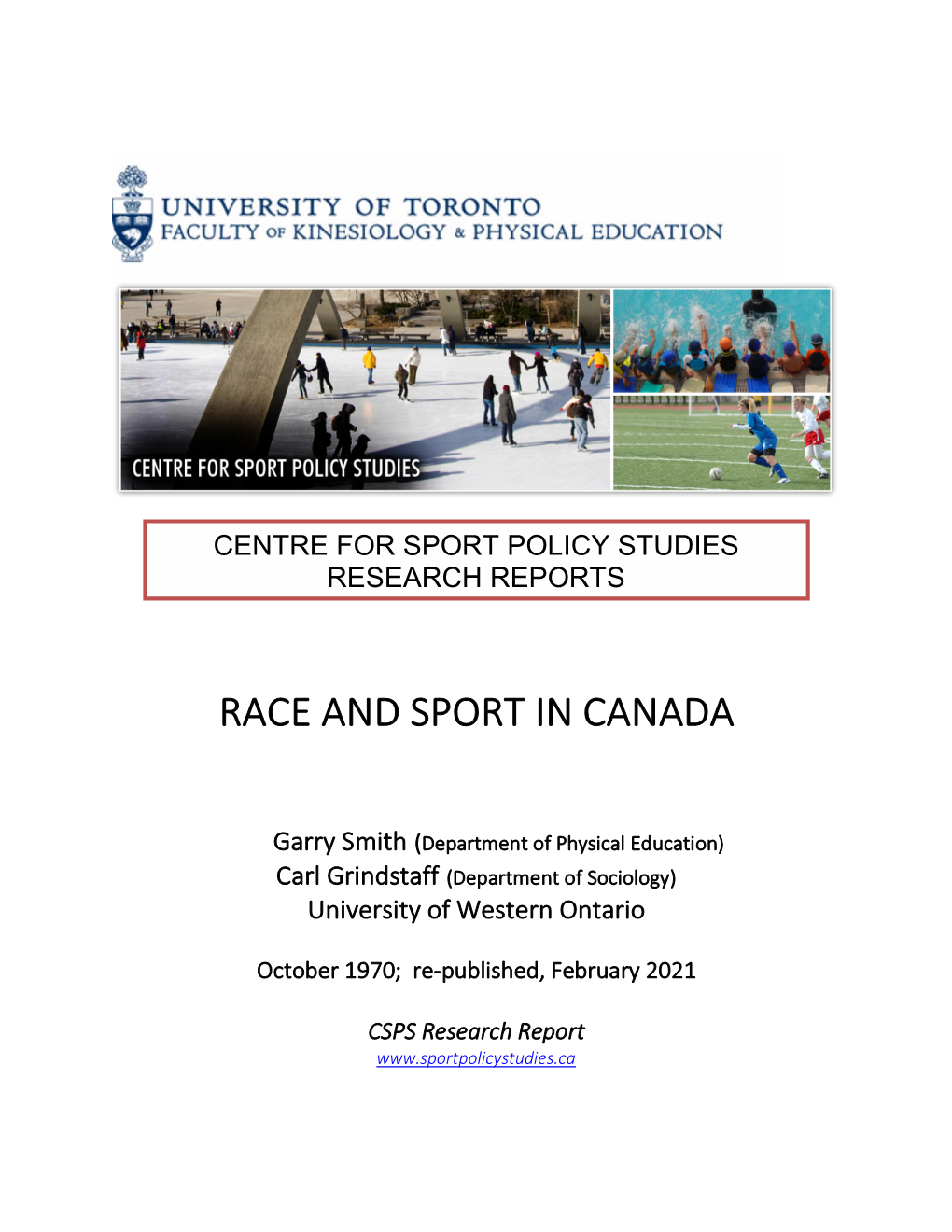 **RACE and SPORT in CANADA, Working Draft