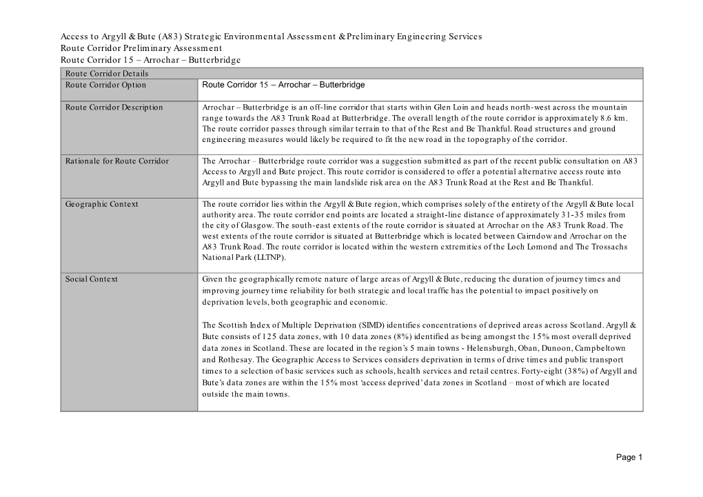 View Preliminary Assessment Report Appendix D Assessment Summary