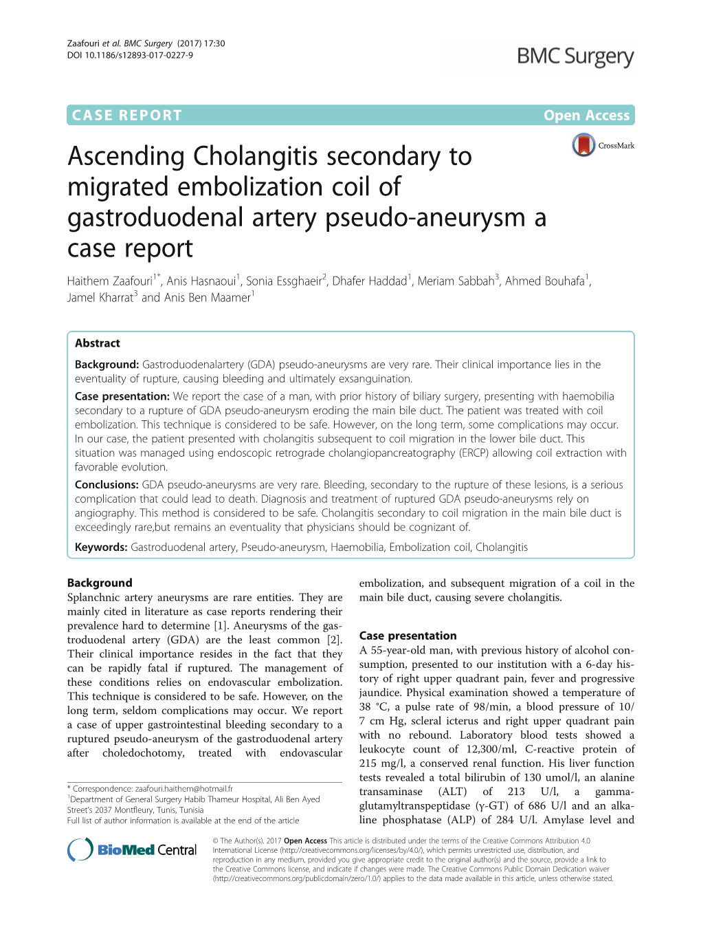 Ascending Cholangitis Secondary to Migrated Embolization Coil Of