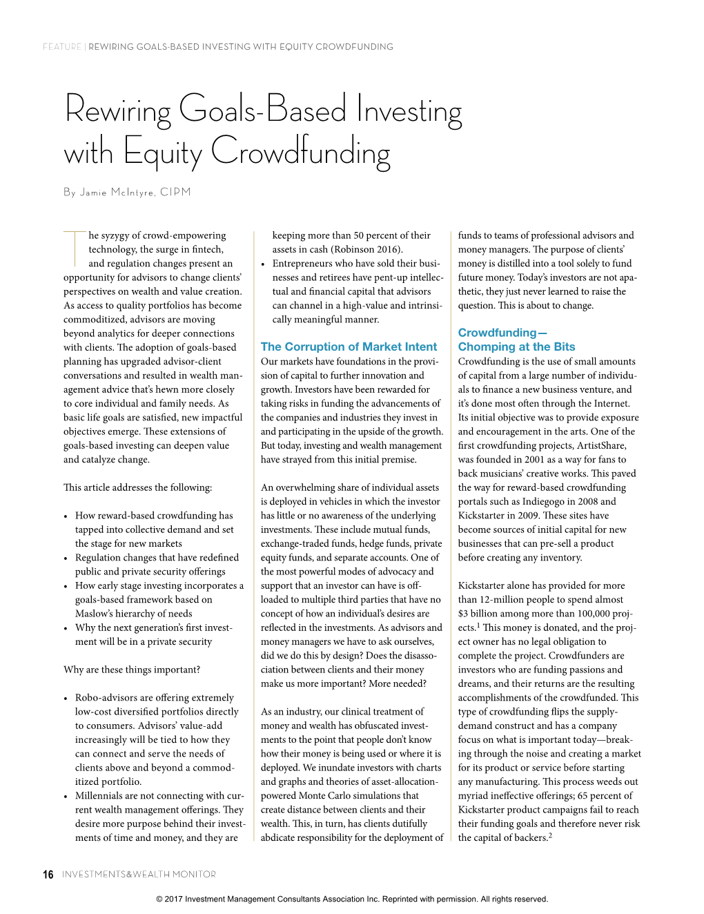 Equity Crowdfunding Rewiring Goals-Based Investing with Equity Crowdfunding