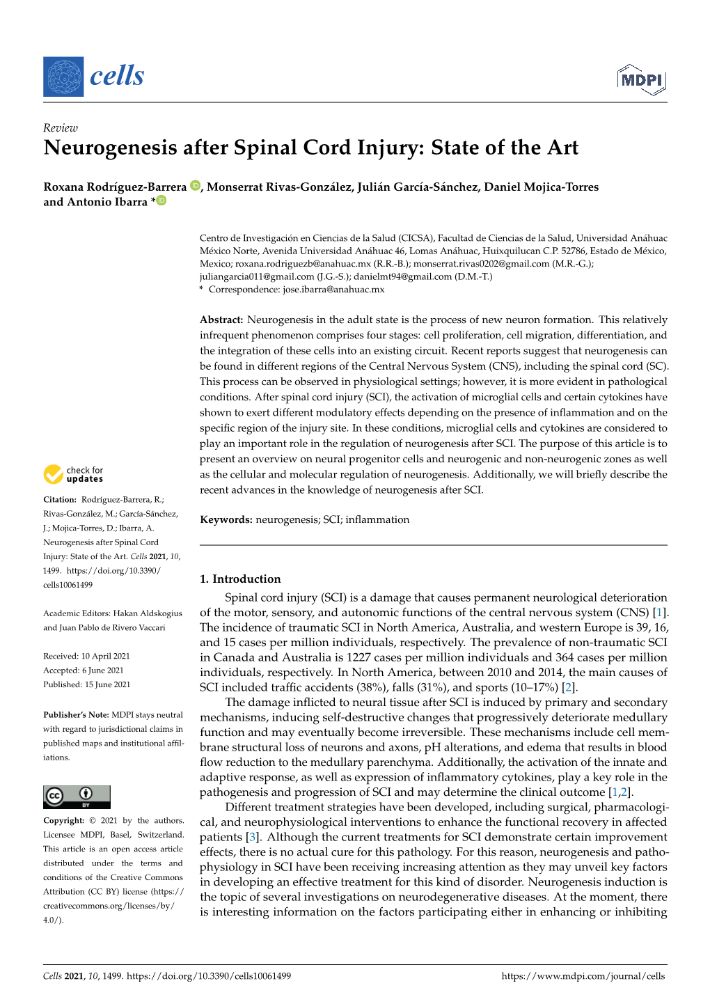 Neurogenesis After Spinal Cord Injury: State of the Art