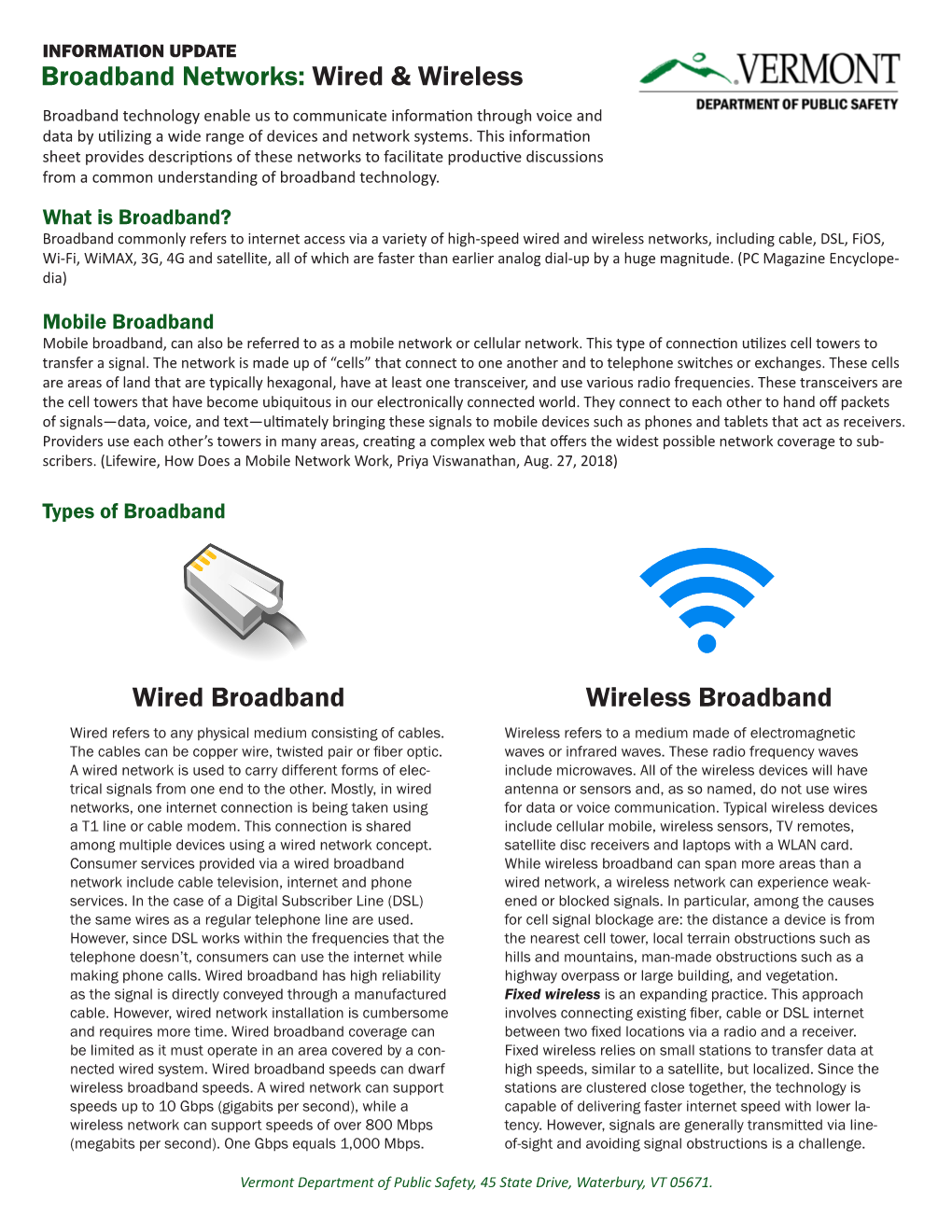 Broadband Networks: Wired & Wireless Wired Broadband