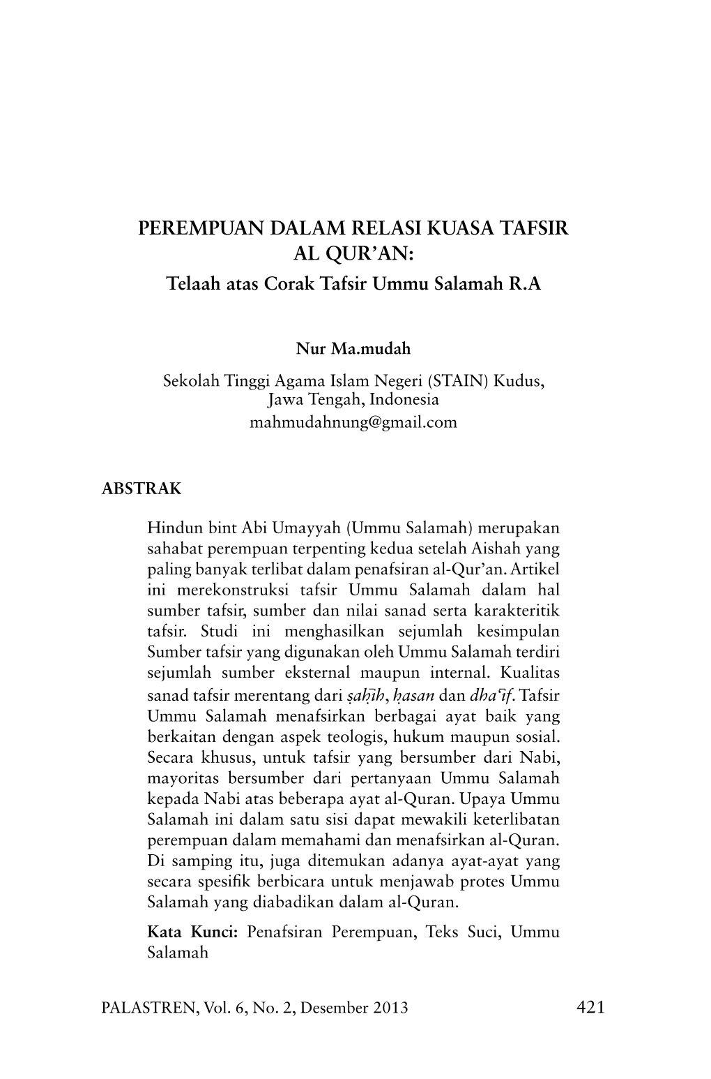 Perempuan Dalam Relasi Kuasa Tafsir Al Qur'an